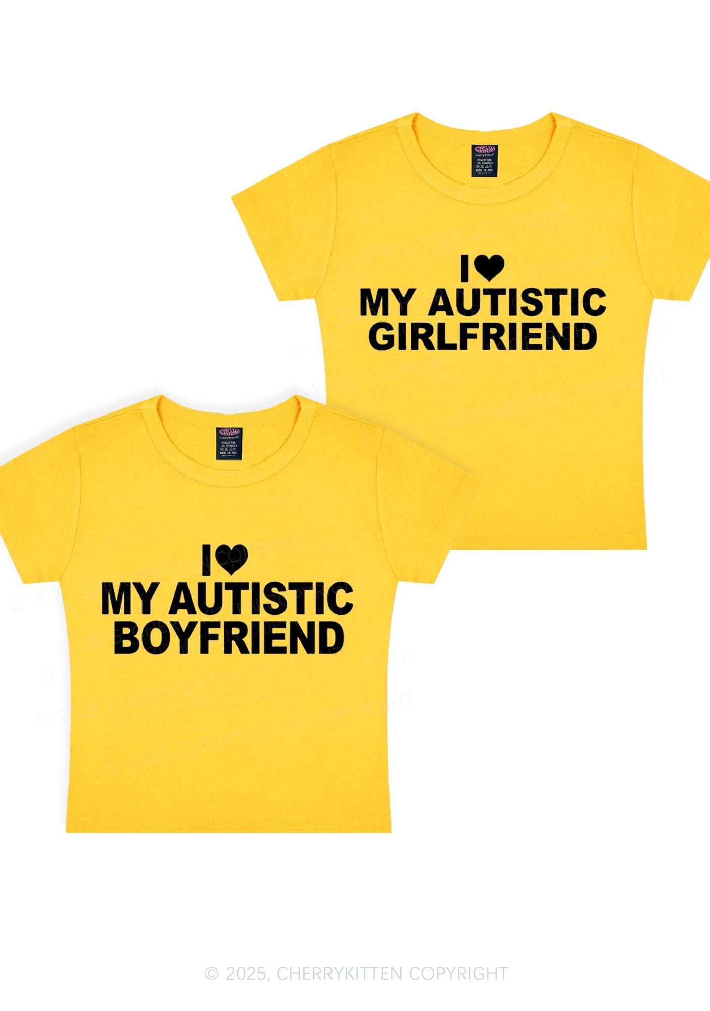 I Love My Autistic GF BF Y2K Valentine's Day Baby Tee Cherrykitten