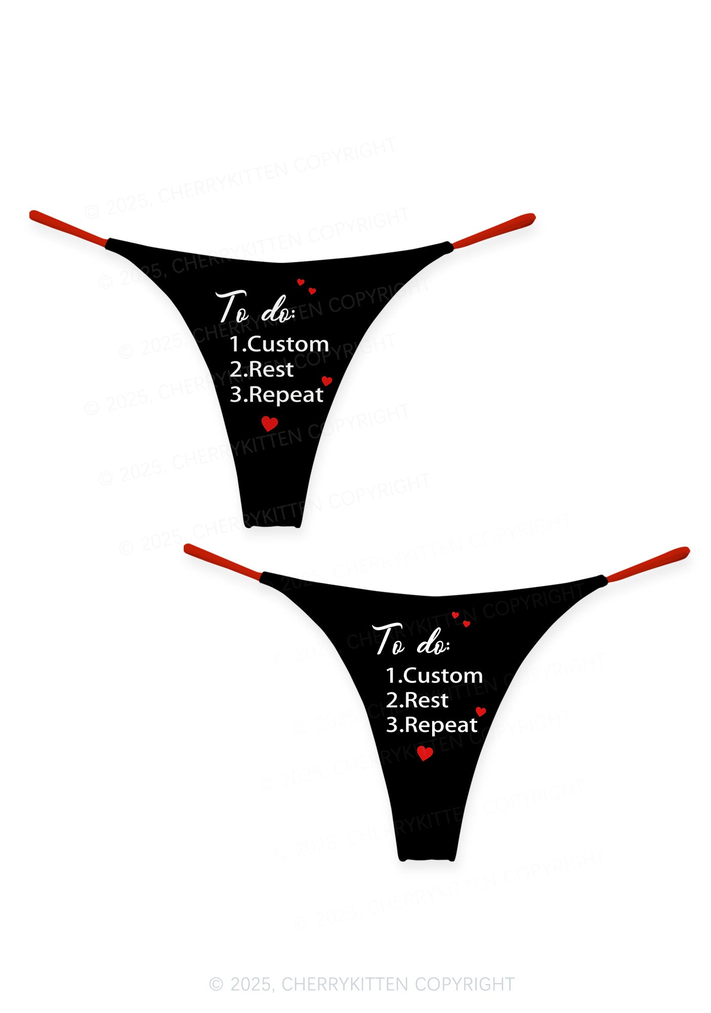 Custom To Do List Valentine's Day Y2K Print Couples Thong Set Cherrykitten