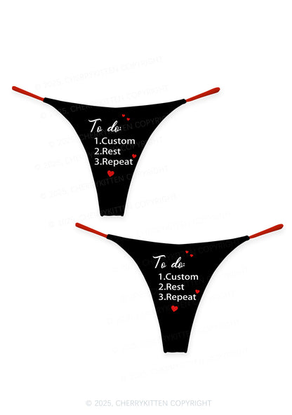 Custom To Do List Valentine's Day Y2K Print Couples Thong Set Cherrykitten
