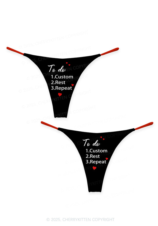 Custom To Do List Valentine's Day Y2K Print Couples Thong Set Cherrykitten