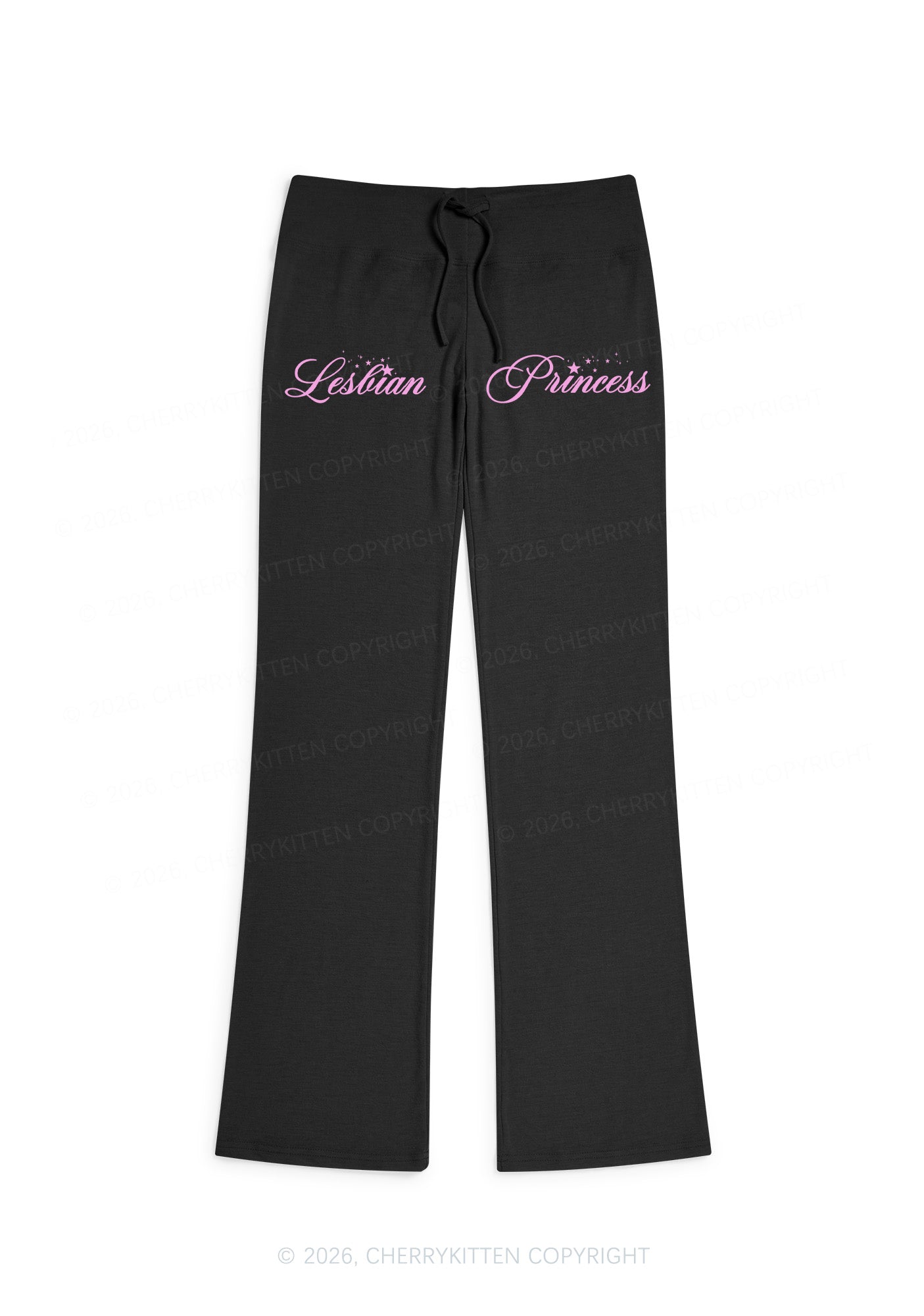 Lesbian Princess Pride Y2K Low Rise Drawstring Flare Pants Cherrykitten