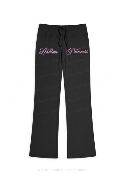 Lesbian Princess Pride Y2K Low Rise Drawstring Flare Pants Cherrykitten