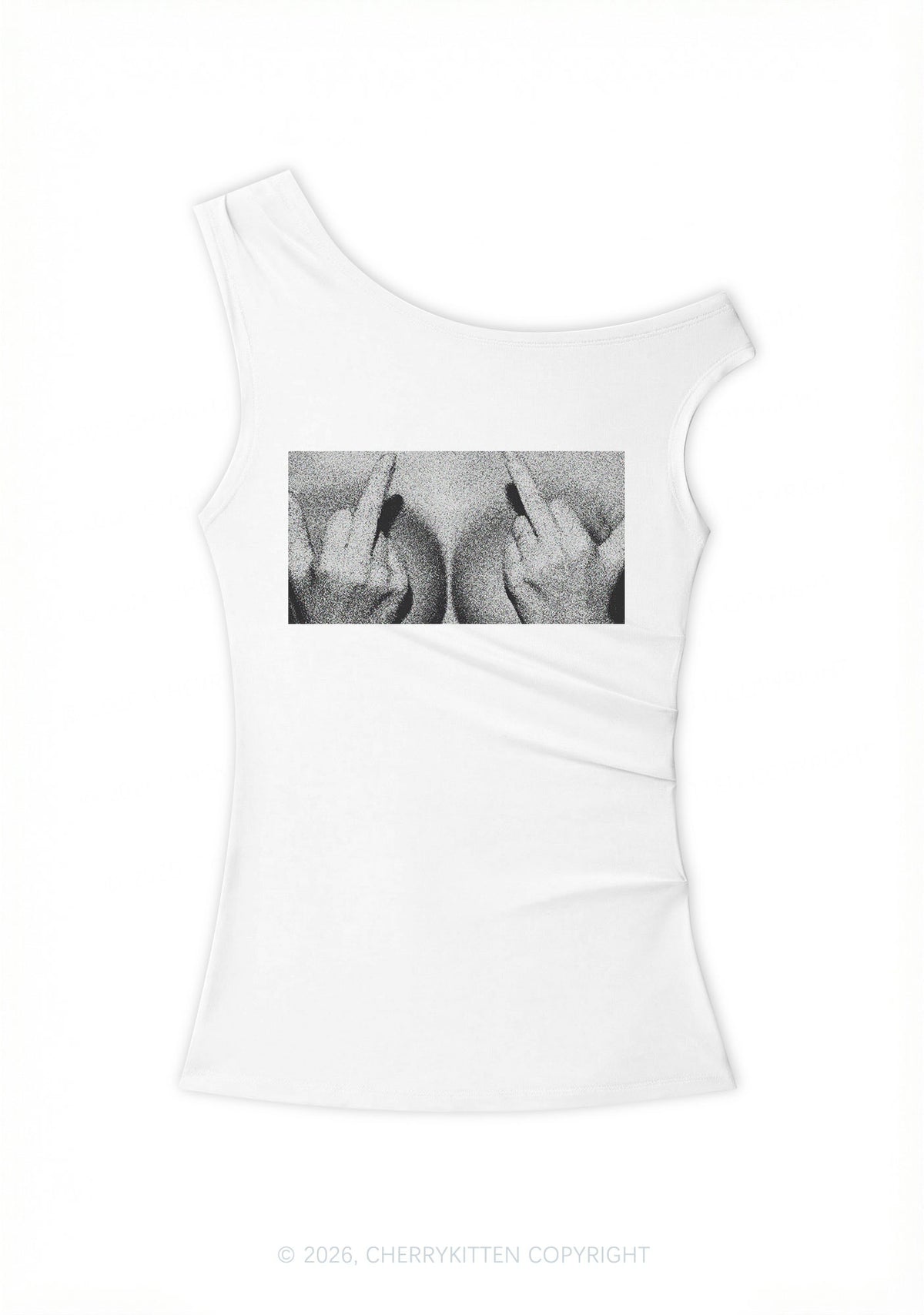 Middle Finger Bxxbs Y2K Off Shoulder Tank Top Cherrykitten