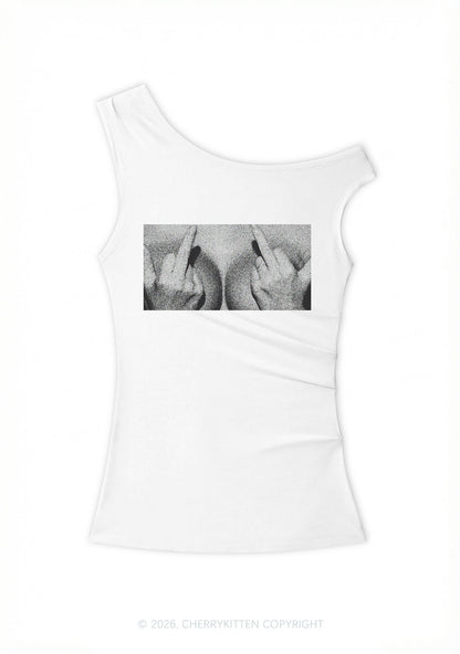 Middle Finger Bxxbs Y2K Off Shoulder Tank Top Cherrykitten