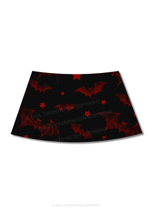 Bat And Star Y2K Print Mini Skirt Cherrykitten
