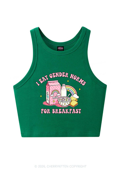 I Eat Gender Norms For Breakfast Pride Y2K Crop Tank Top Cherrykitten