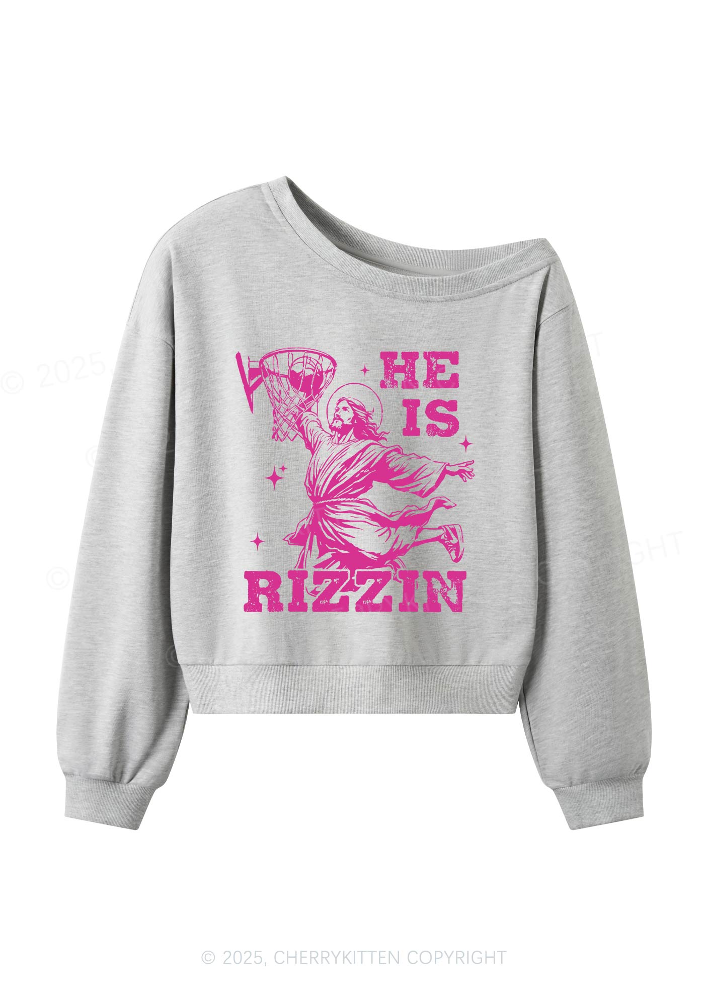He Is Rizzin Y2K Off Shoulder Sweatshirts Cherrykitten