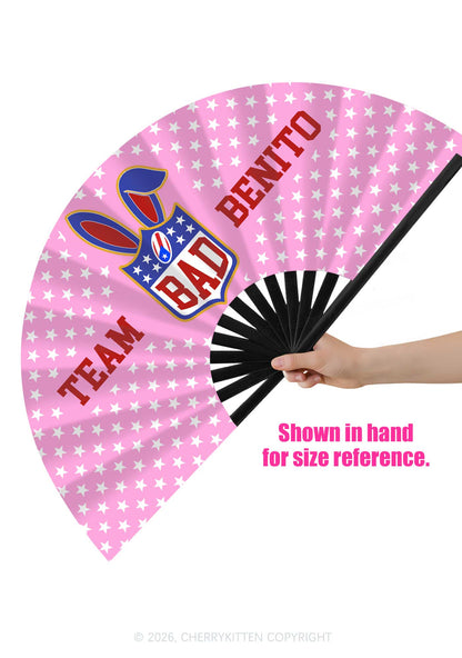 Pink Football Bunny Y2K Rave Hand Fan Cherrykitten