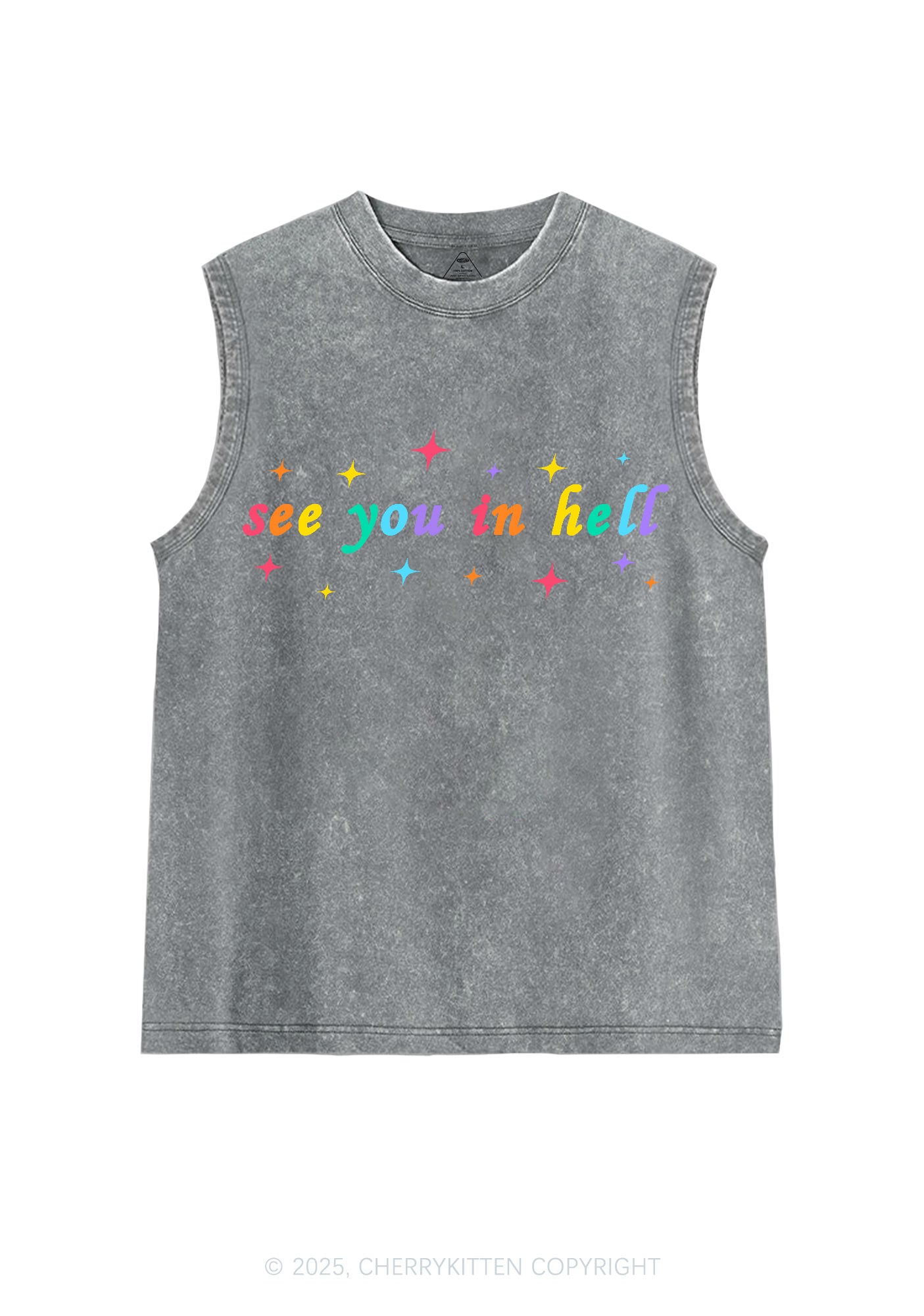 See You In Hell Pride Y2K Washed Muscle Tank Cherrykitten