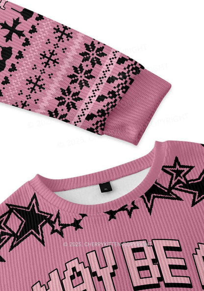 I May Be A Handful Y2K Christmas Knit Sweatshirt Cherrykitten