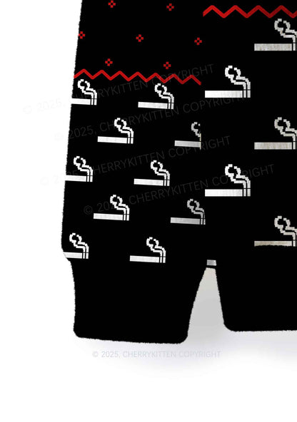 Smoke Blunt Y2K Christmas Knit Sweatshirt Cherrykitten