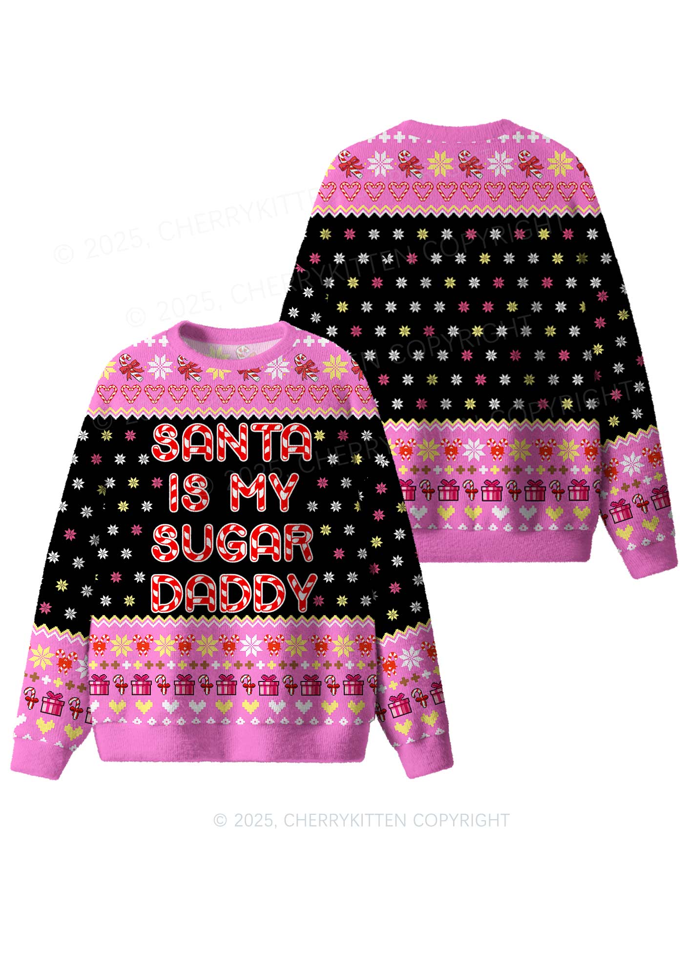 Santa My Sugar Daddy Y2K Christmas Knit Sweatshirt Cherrykitten