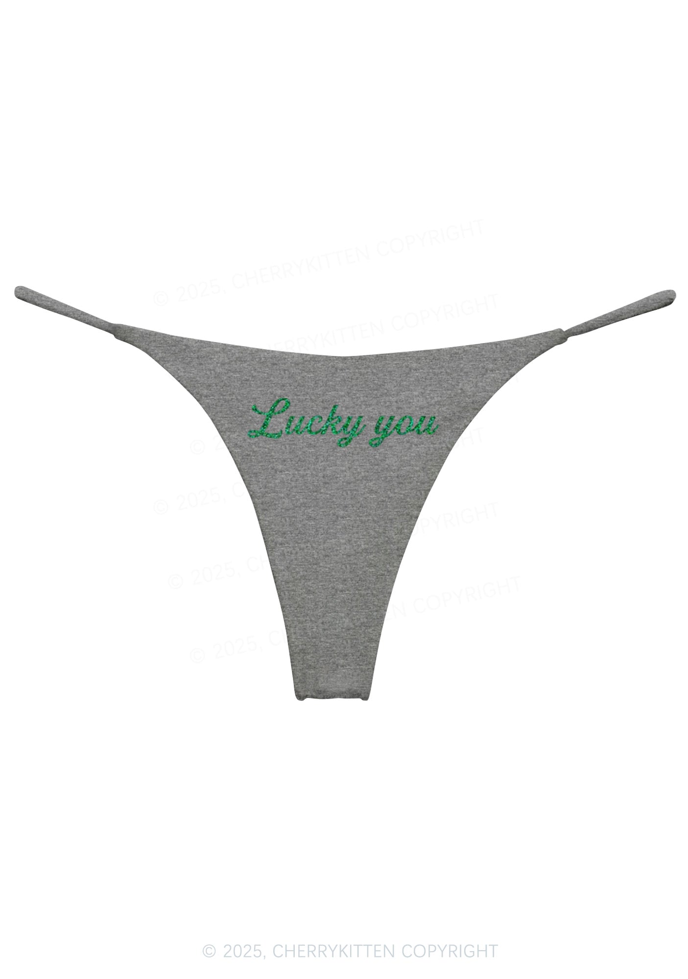 Glitter Lucky You St Patricks Y2K Bikini String Thong Cherrykitten
