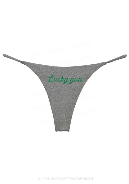 Glitter Lucky You St Patricks Y2K Bikini String Thong Cherrykitten