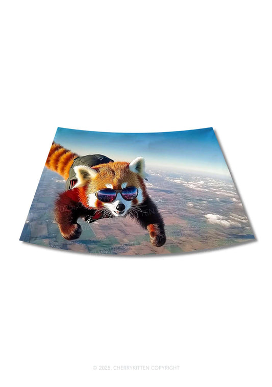 Flying Cool Raccoon Y2K Print Mini Skirt Cherrykitten