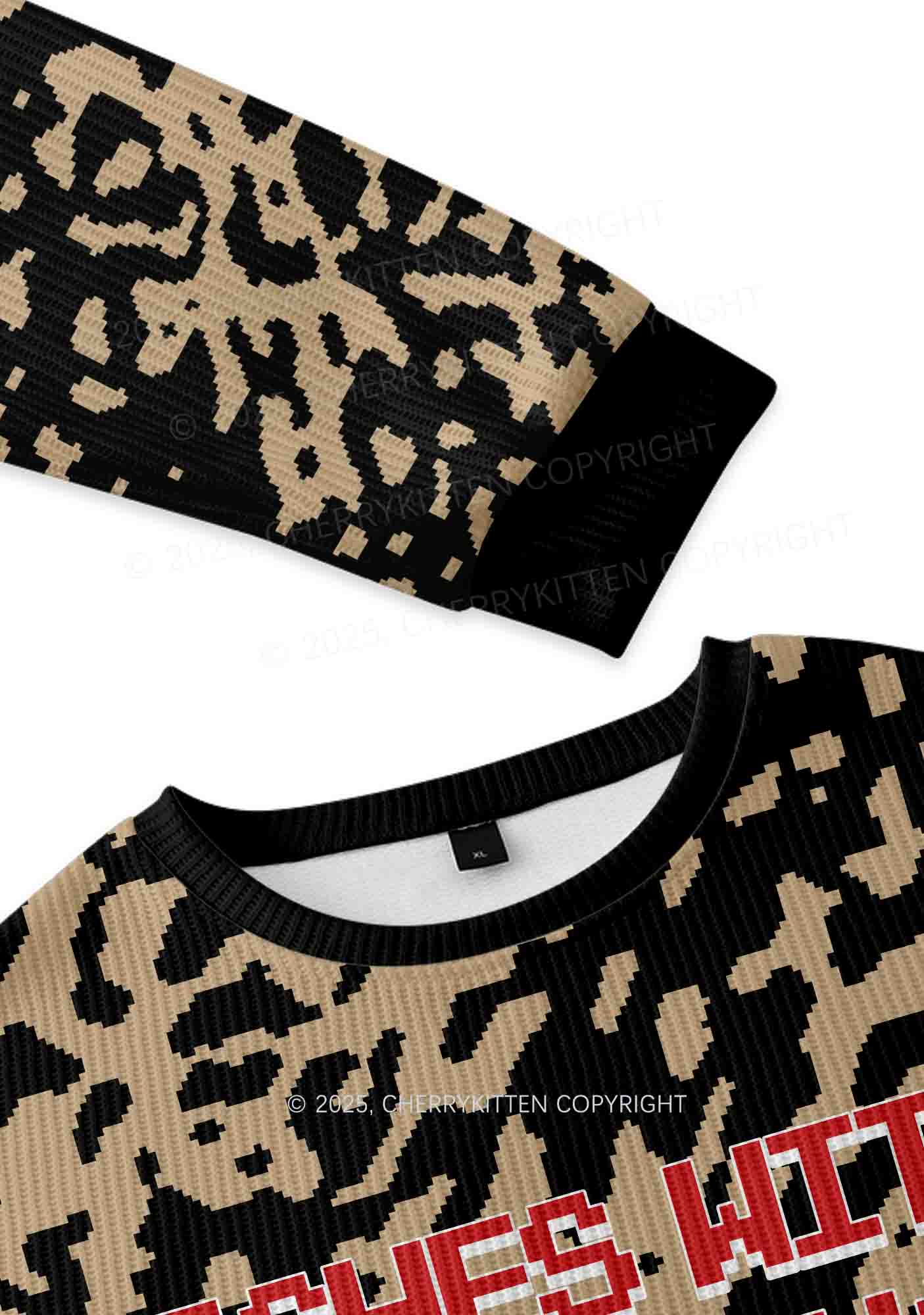 Bxxches With Tattoos Fxxk Better Y2K Christmas Knit Sweatshirt Cherrykitten