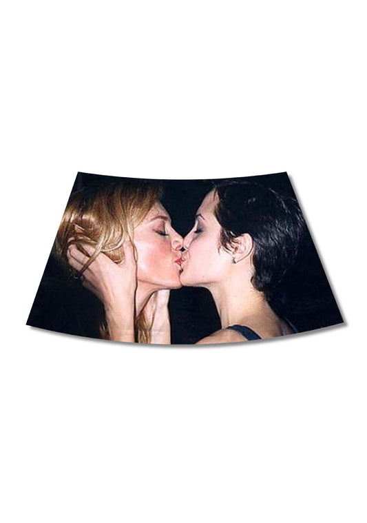 Girl Kissing Pride Angelina Y2K Print Mini Skirt Cherrykitten