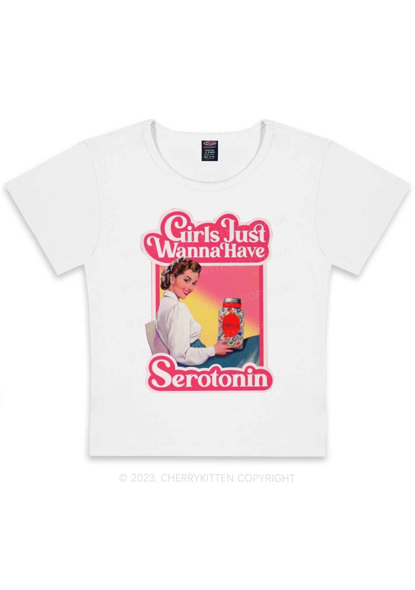 Girls Just Wanna Have Serotonin Y2K Baby Tee Cherrykitten