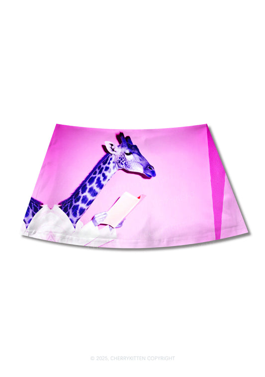Dr Giraffe Y2K Print Mini Skirt Cherrykitten