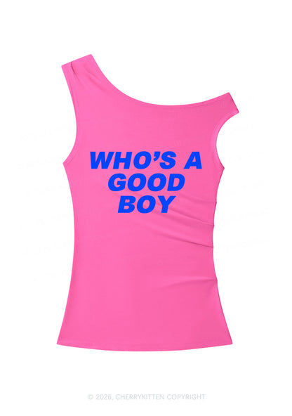 Who's A Good Boy Y2K Off Shoulder Tank Top Cherrykitten