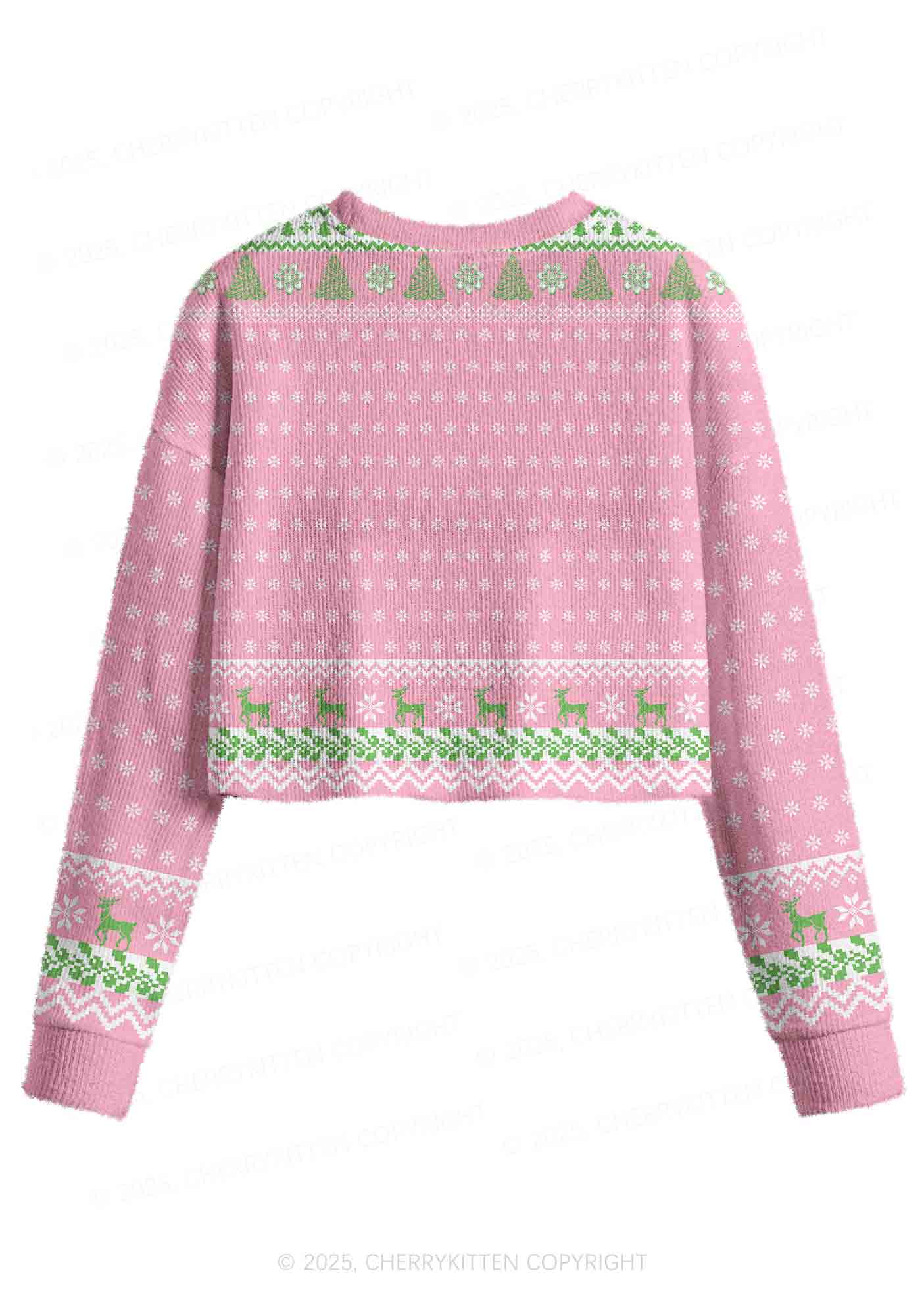 Cxxt Stars Y2K Christmas Crop Knit Sweatshirt Cherrykitten