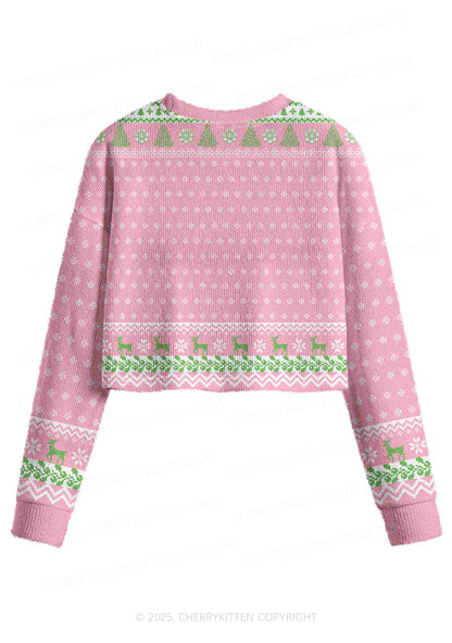 Cxxt Stars Y2K Christmas Crop Knit Sweatshirt Cherrykitten