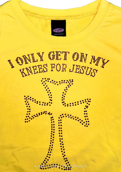 Rhinestone Get On Knees For Jesus Y2K Baby Tee Cherrykitten
