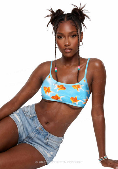 Goldfish Y2K Print Super Crop Cami Cherrykitten