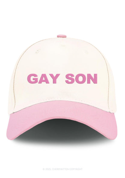 Embroidered Gay Son Pride Y2K Color Block Baseball Cap Cherrykitten
