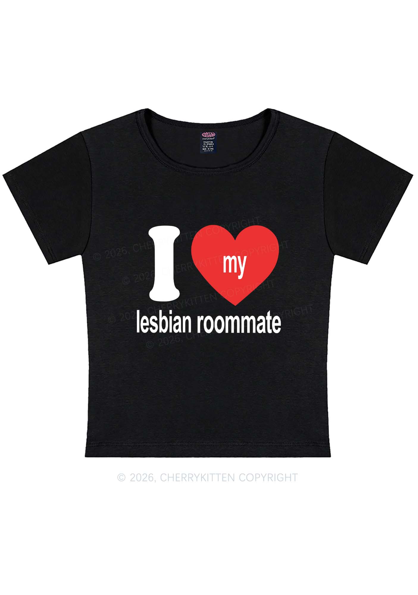 I Love My Lesbian Roommate Pride Y2K Baby Tee Cherrykitten