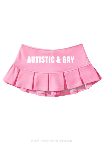 Autistic Gay Pride Y2K Mini Pleated Skirts Cherrykitten