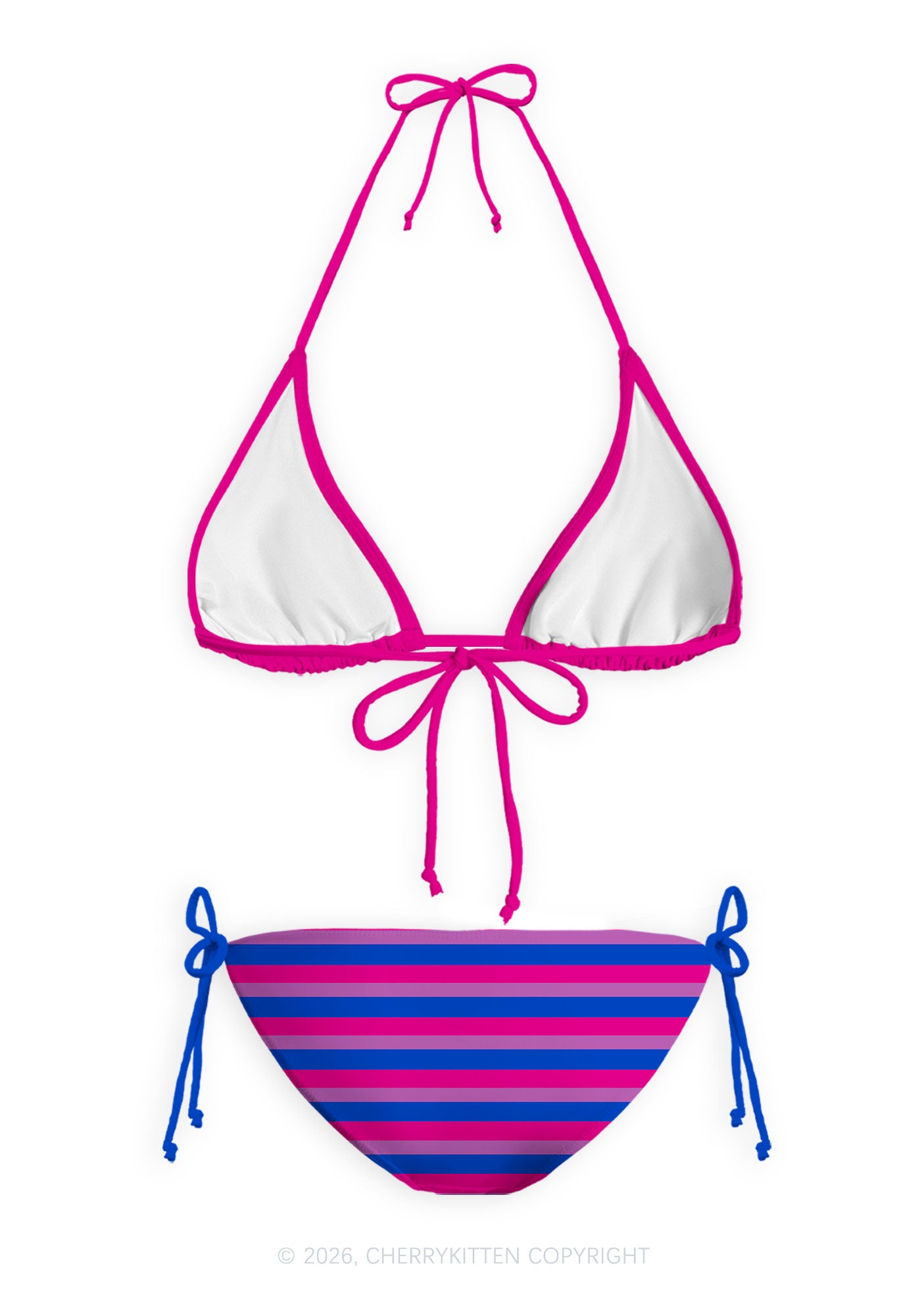 Bisexual Flag Stripe Pride Y2K Print Bikini Set Cherrykitten