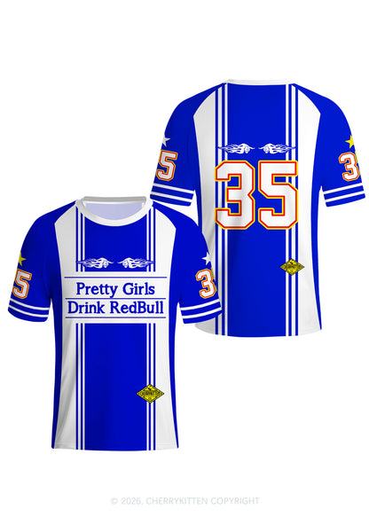 Girls Drink Red Y2K Football Jersey Shirts Cherrykitten