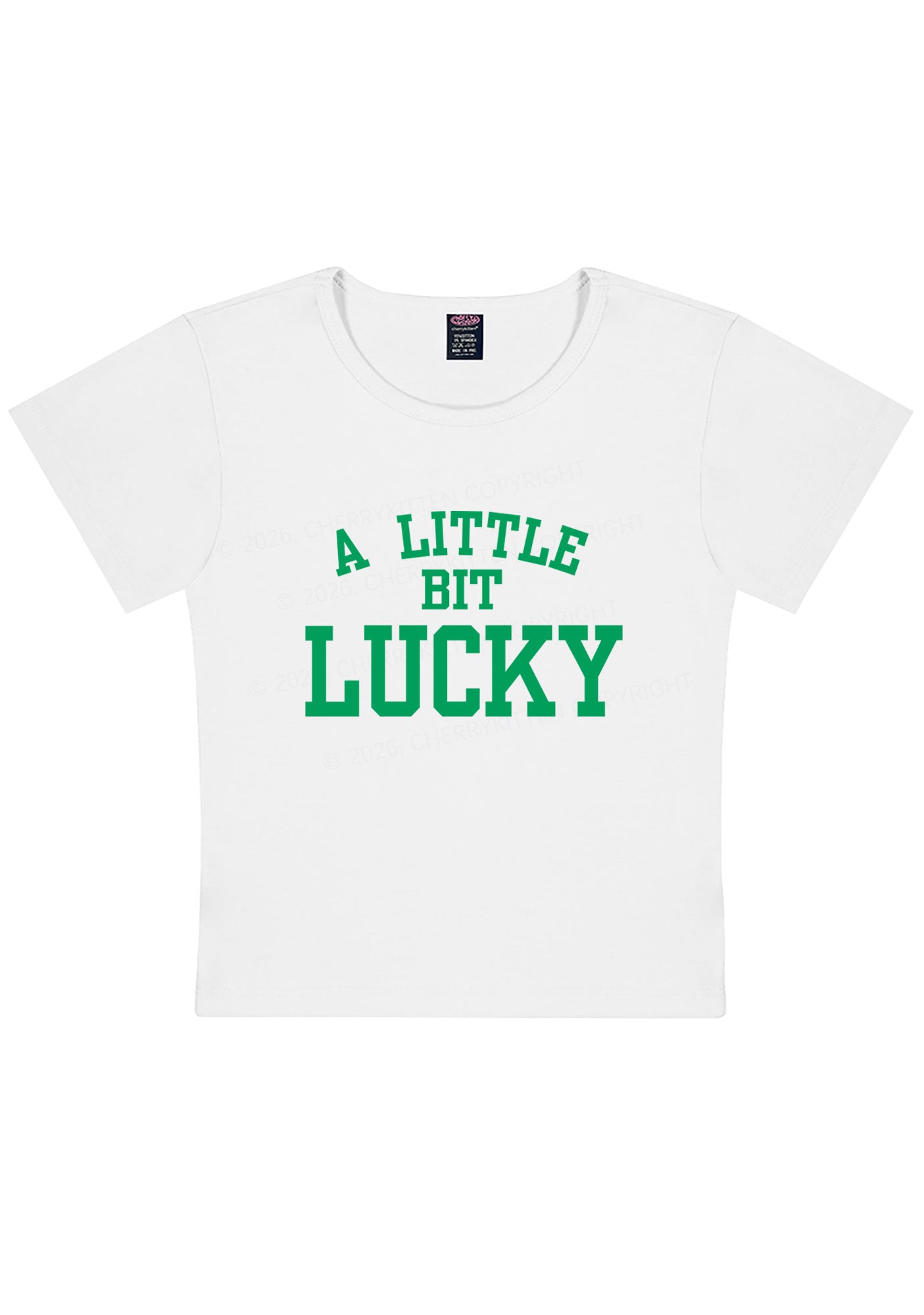 A Little Bit Lucky St Patricks Y2K Baby Tee Cherrykitten