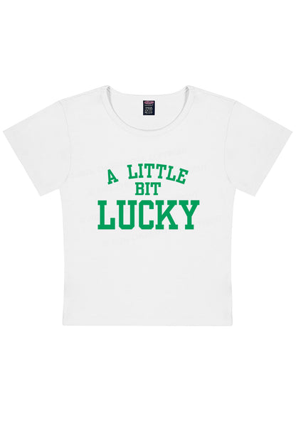 A Little Bit Lucky St Patricks Y2K Baby Tee Cherrykitten