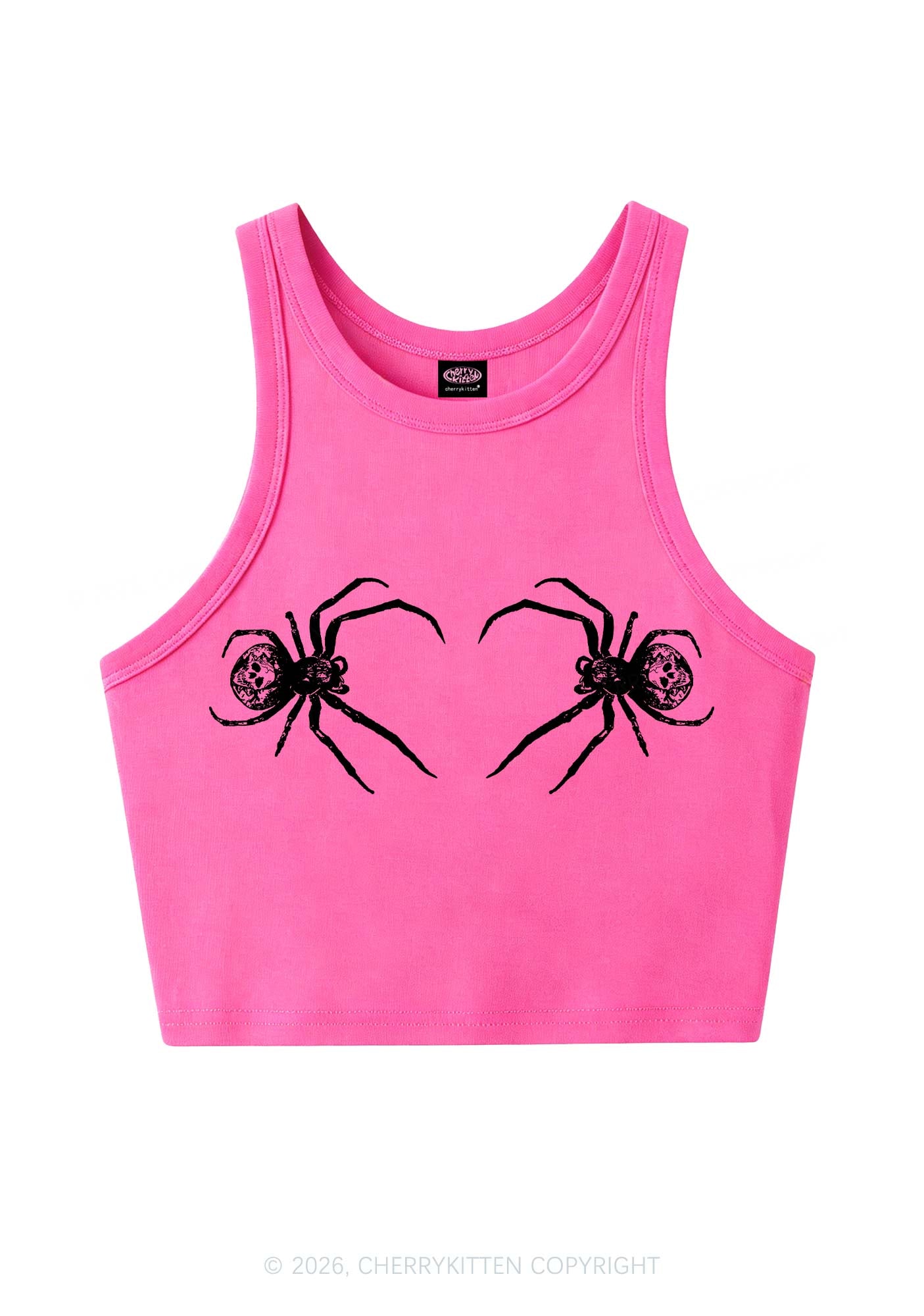 Skull Spider Y2K Crop Tank Top Cherrykitten