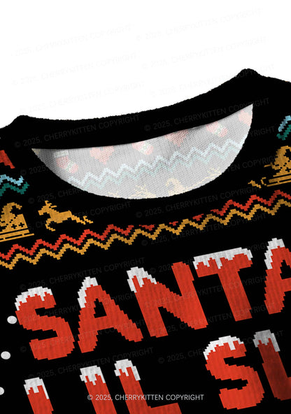 Santas Lil Slxt Y2K Christmas Crop Knit Sweatshirt Cherrykitten