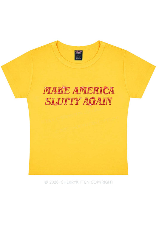 Rhinestone Make America Slxtty Y2K Baby Tee Cherrykitten