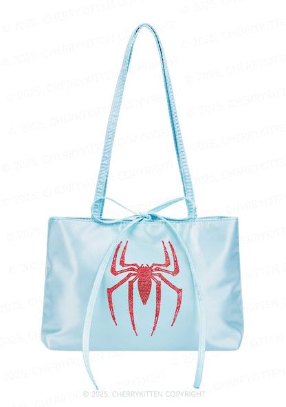 Rhinestone Red Spider Y2K Satin Bags Cherrykitten