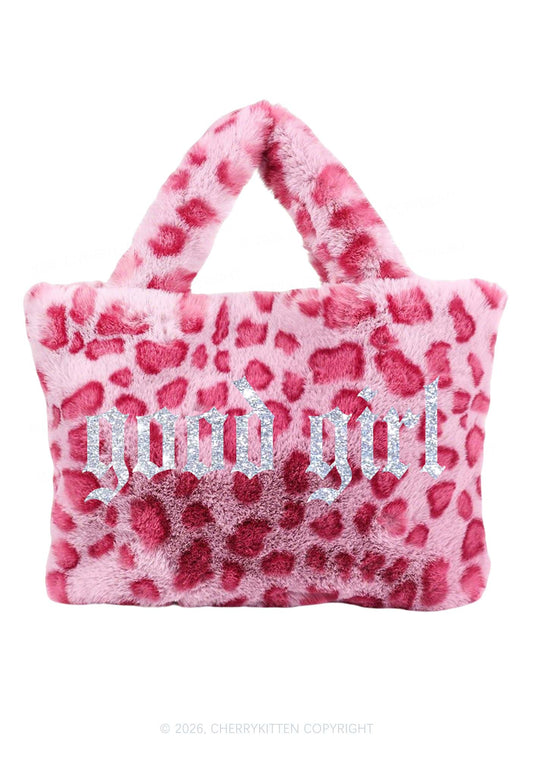 Glitter Good Girl Y2K Plush Leopard Handbag Cherrykitten