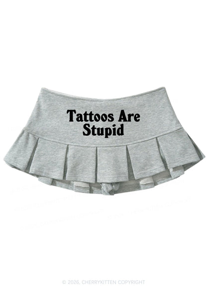 Tattoos Are Stupid Y2K Mini Pleated Skirts Cherrykitten