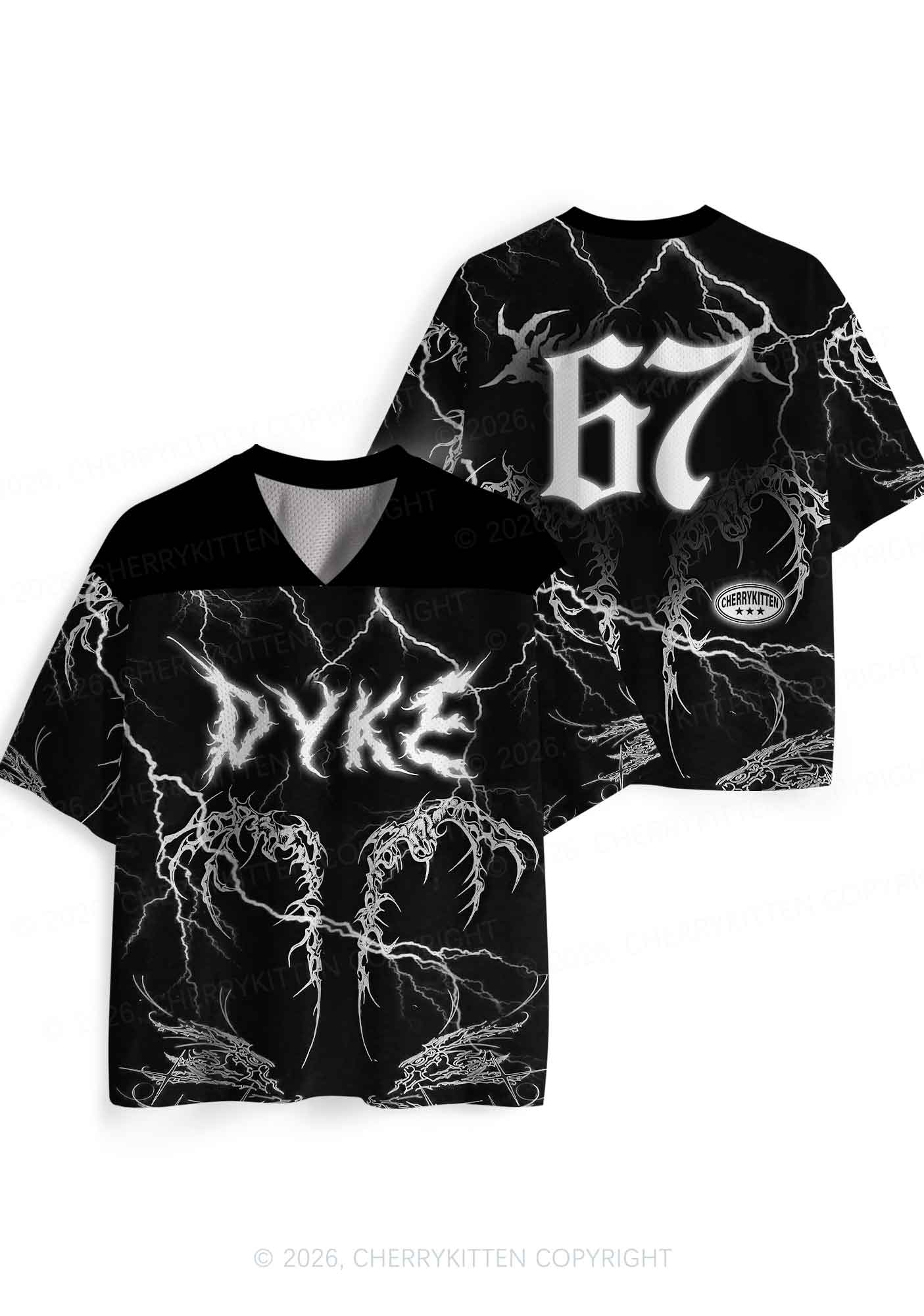 Black Gothic Dyke Pride Y2K Sport Jersey Shirts Cherrykitten
