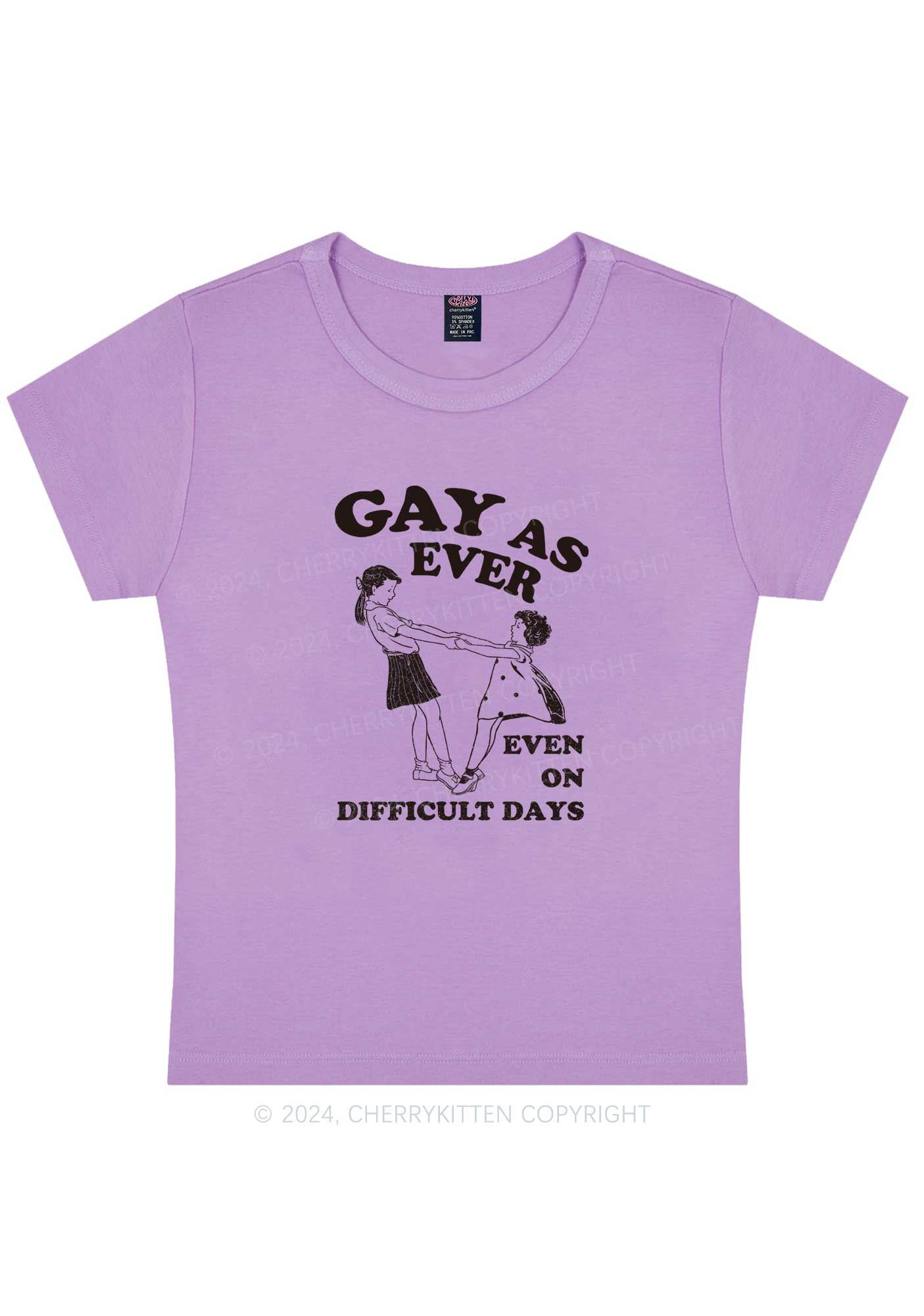 Gay As Ever Y2K Baby Tee Cherrykitten