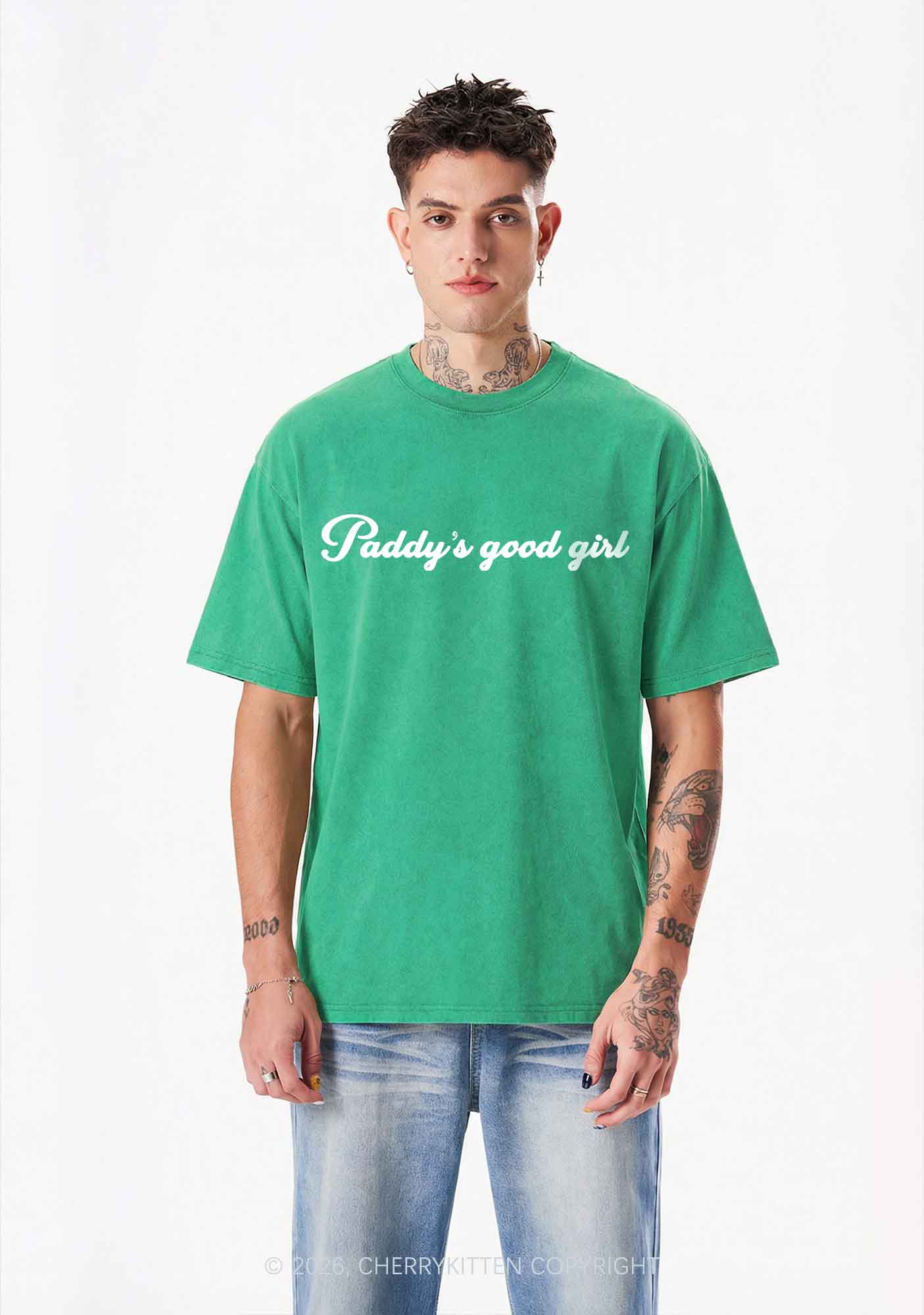 Paddys Good Girl St Patricks Y2K Shirts Washed Tee Cherrykitten