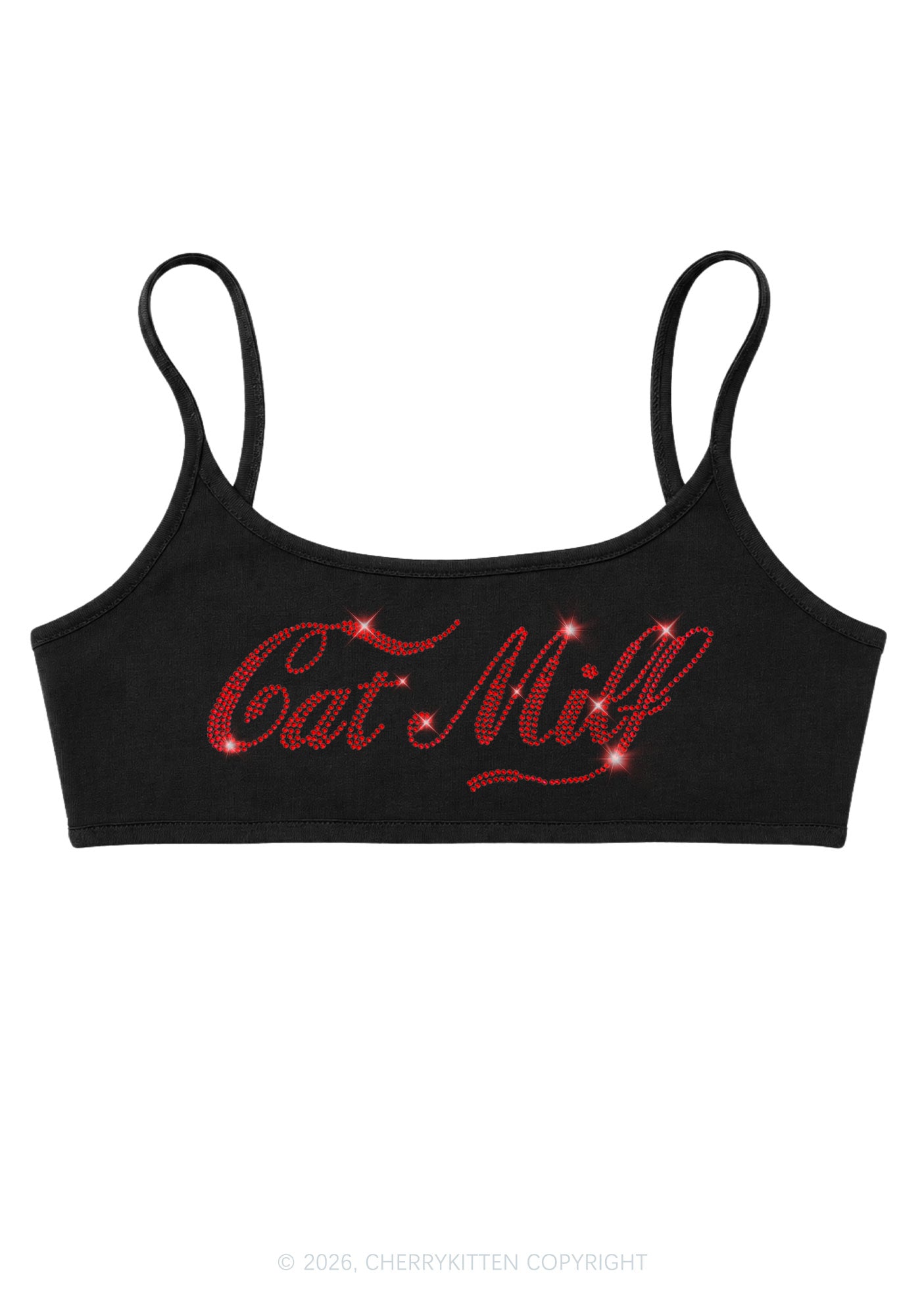 Rhinestone Cat Mxxf Y2K Super Crop Cami Cherrykitten