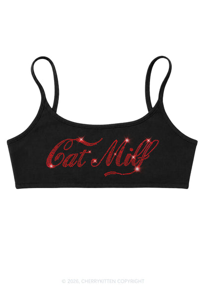 Rhinestone Cat Mxxf Y2K Super Crop Cami Cherrykitten