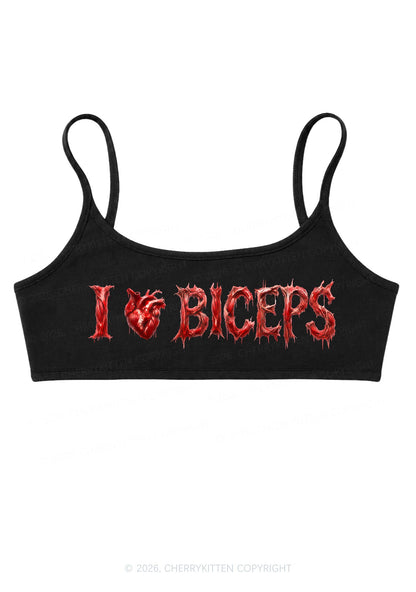 Halloween Gore Heart I Love Biceps Y2K Super Crop Cami Cherrykitten