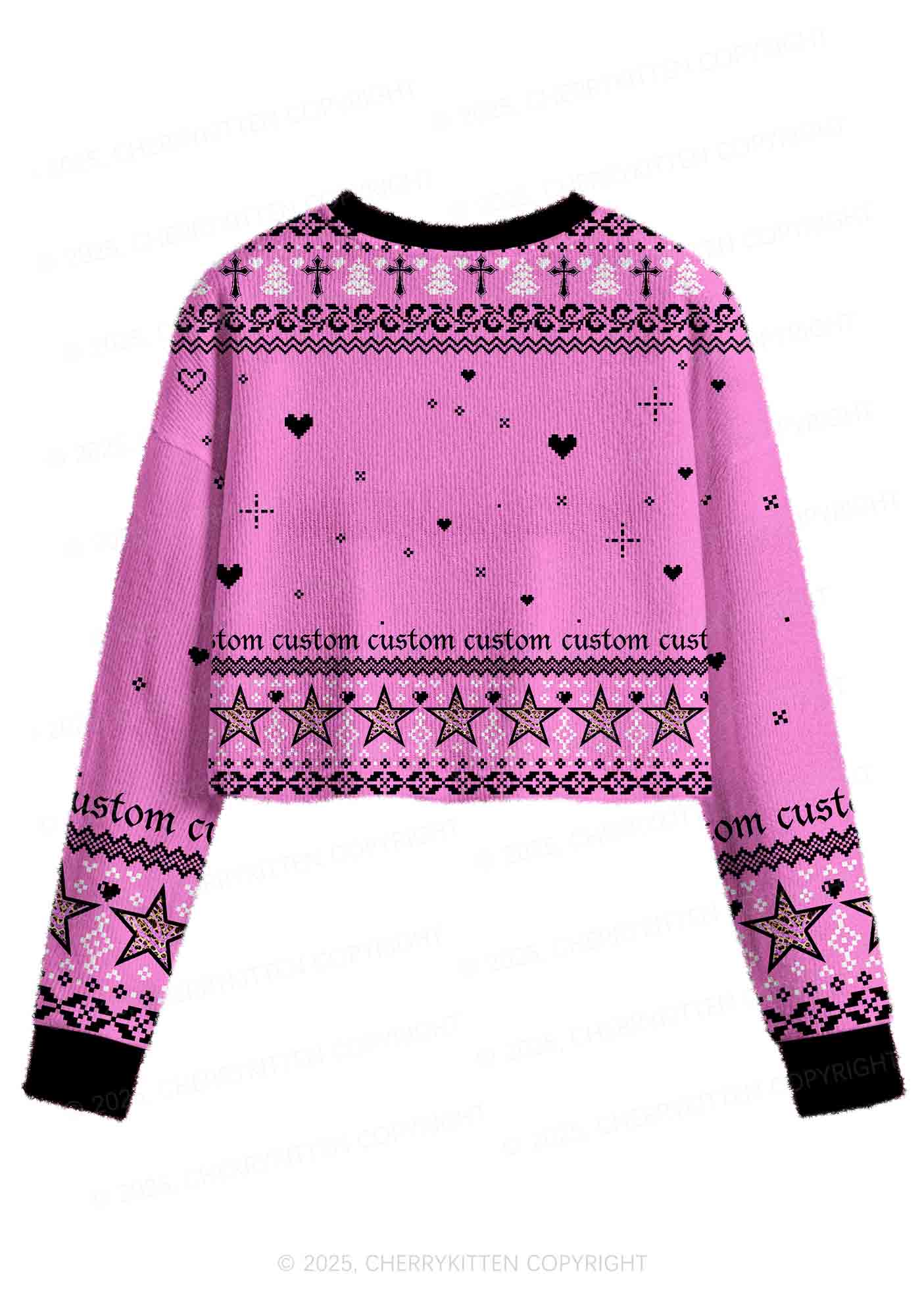 Custom Punk Pet Y2K Christmas Crop Knit Sweatshirt Cherrykitten