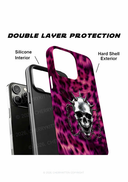 Halloween Spiked Skull Leopard Y2K Phone Case Cherrykitten