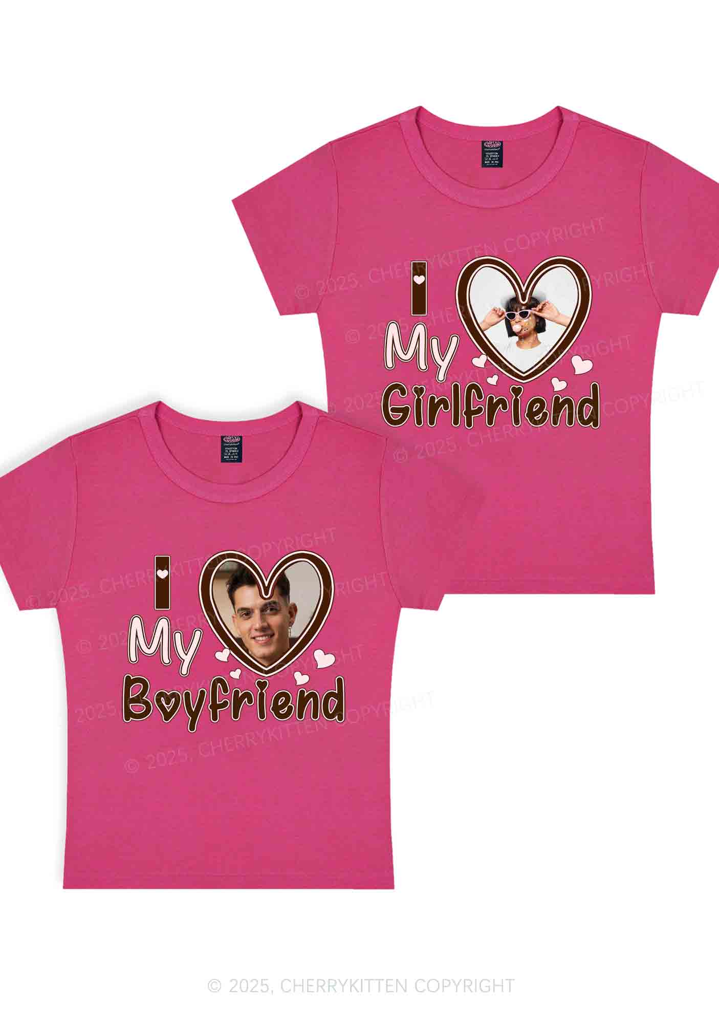 Custom BF GF Brown Heart Y2K Valentine's Day Baby Tee Cherrykitten
